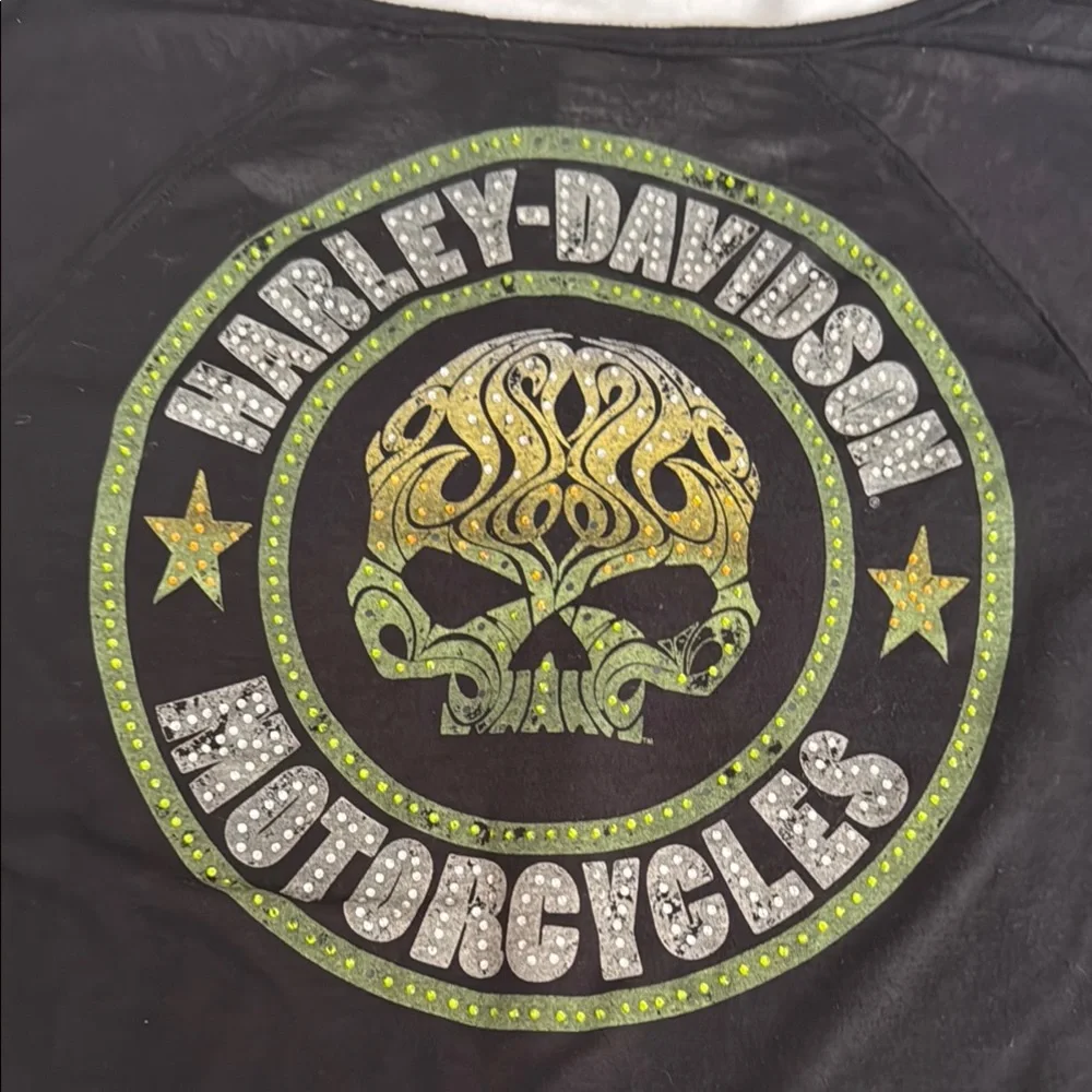 Harley-Davidson Black Lace-Up Blouse - Picture 4 of 6